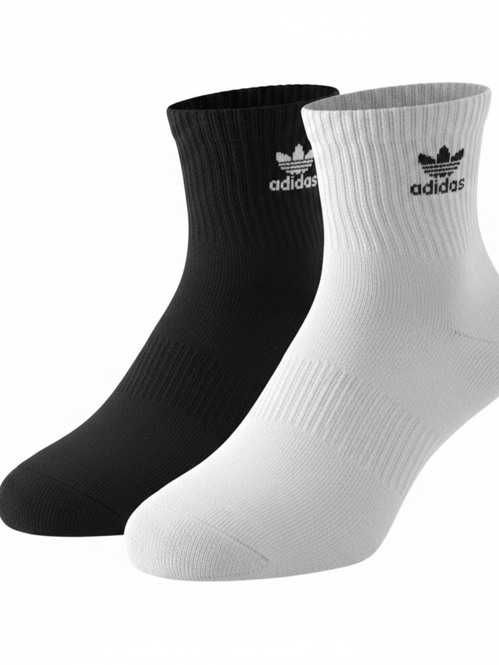 adidas Black & White Quarter Athletic Socks - 6 Pack Women’s & Men